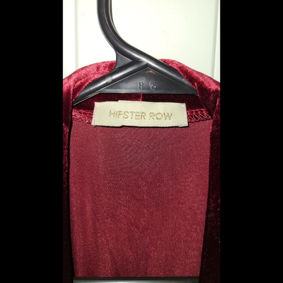 Hipster Row sweater cardigan wine large velvet velour - Picture 2 of 5